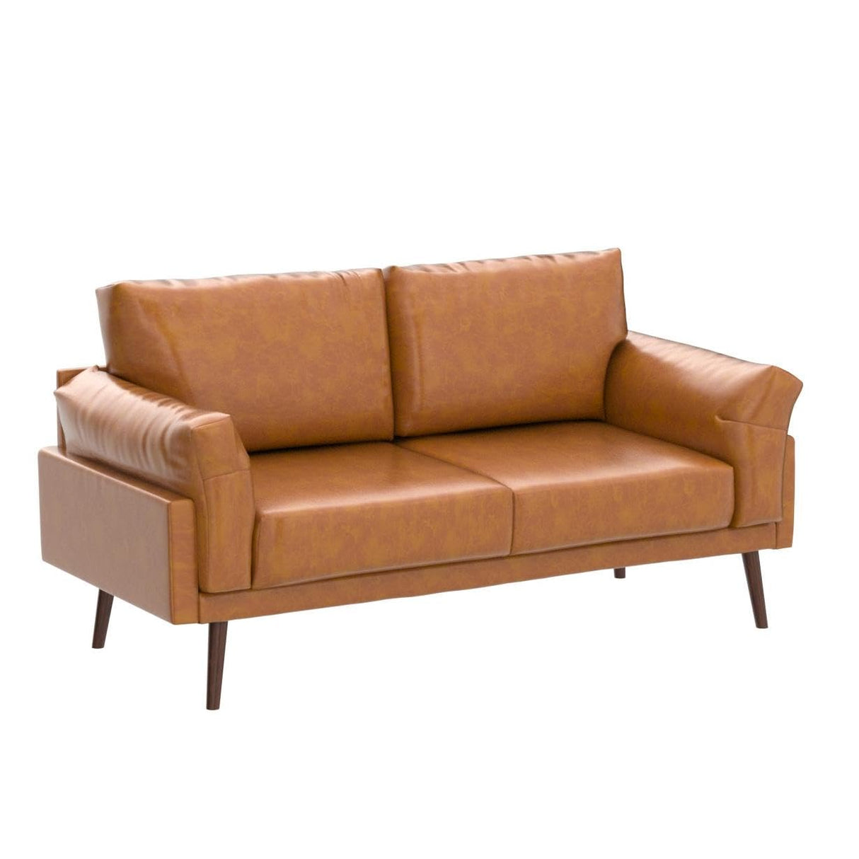 Loveseat Sofa, 57'' Brown Loveseat, Sofa for Small Spaces, 2 Seater Modern Sofa for Living Room, Small Couch for Bedroom,Apartment, Condo, Caramel