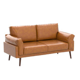 Loveseat Sofa, 57'' Brown Loveseat, Sofa for Small Spaces, 2 Seater Modern Sofa for Living Room, Small Couch for Bedroom,Apartment, Condo, Caramel