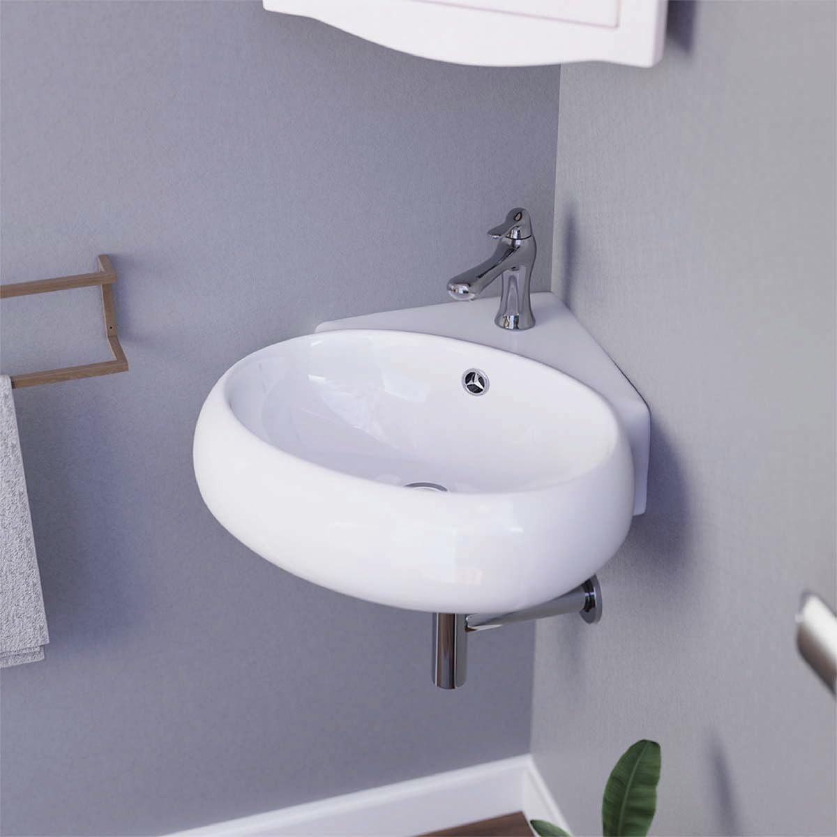 Supply Manufacturing Corner Wall Mount Bathroom Sink 15 3/4 In