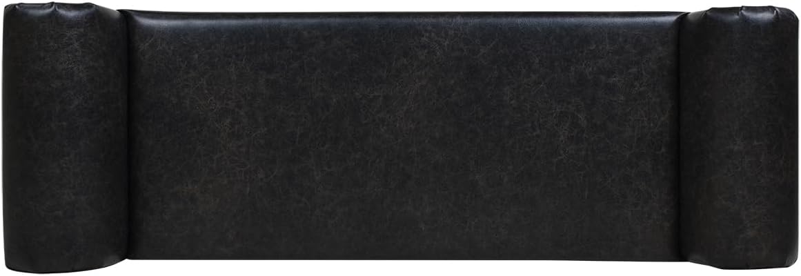 Jennifer Taylor Home Kathy Roll Arm Entryway Accent Bench, Vintage Black Brown Faux Leather