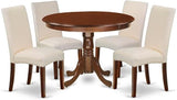 HLDR5-LWH-07 5 Piece Dinette Set for 4 Includes a Round Dining Room Table with Pedestal