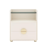 Nightstands Set of 2, Modern Night Stand with Open Tempered Glasses Storage Space,