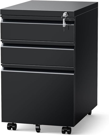 3 Drawer Filing Cabinet with Lock, File Cabinets for Home Office, Locking File Cabinet