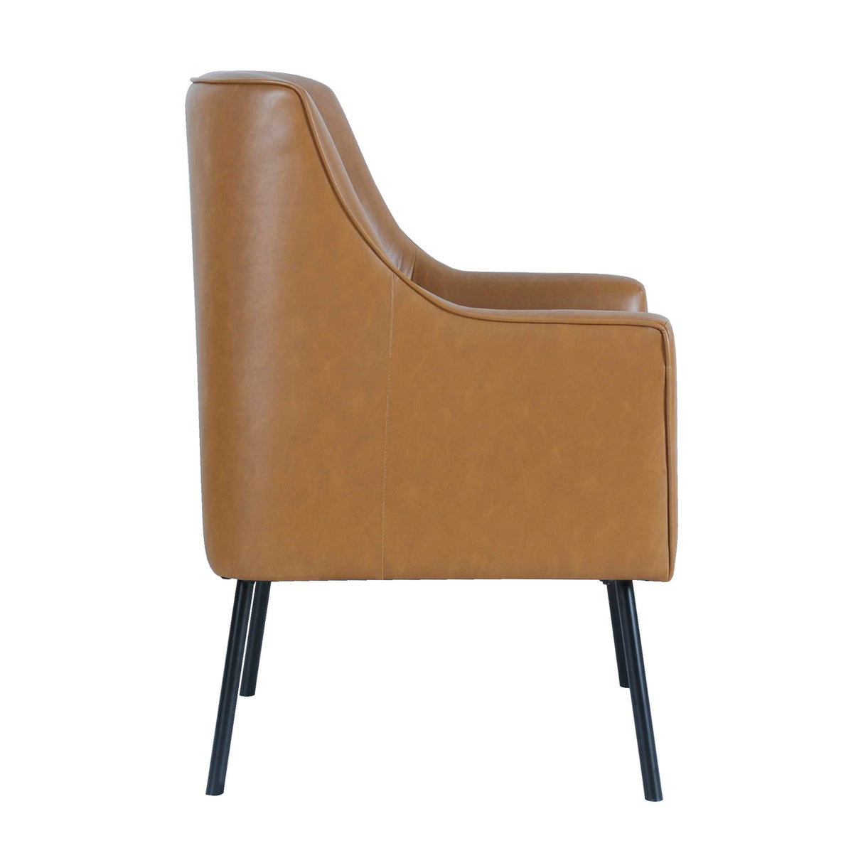 Modern Accent Chair, Home Décor, Accent Chairs for Living Room & Bedroom, Fabric Reading Living Room Side Chair, Single Sofa with Lounge Seat and Metal Legs- Carmel Faux Leather