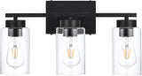 3-Light Bathroom Vanity Light, Modern Brushed Gold Wall Lights with Clear Glass Shades