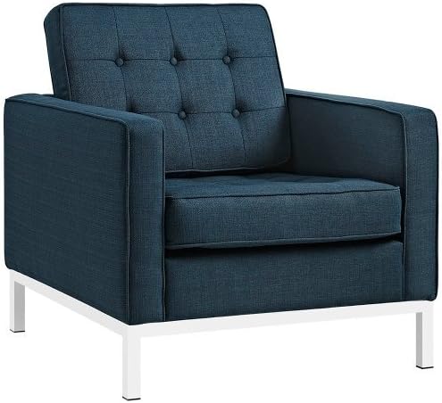 Loft Upholstered Fabric Mid-Century Modern Loveseat In Teal