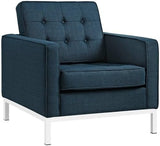 Loft Upholstered Fabric Mid-Century Modern Loveseat In Teal