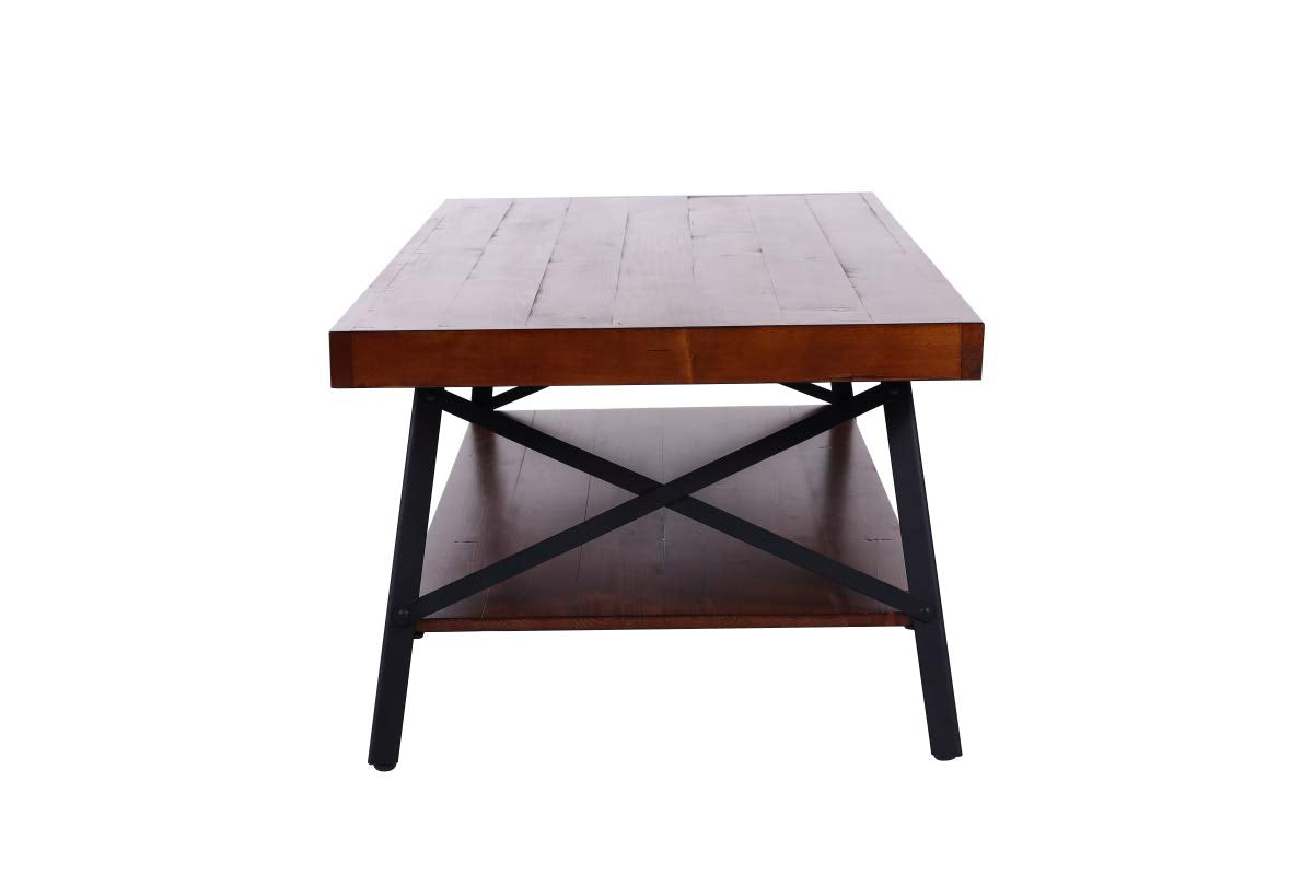 CT181101 Emerald Home Chandler Rustic Industrial Solid Wood and Steel Coffee Table
