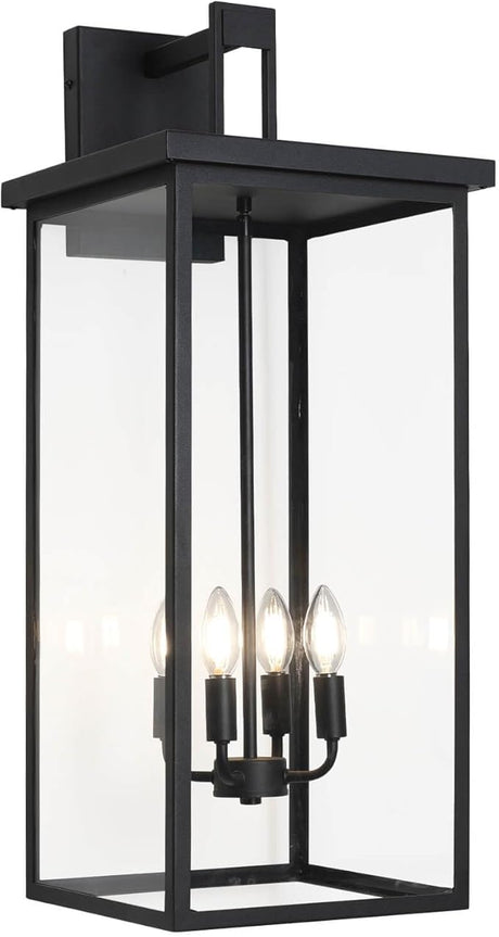 2 Pack Large Size Outdoor Wall Lantern Exterior Wall Light Fixture, 20 in Matte Black