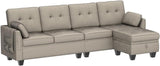 Velvet Convertible Sectional Sofa L Shaped Couch with Storage Ottoman Reversible