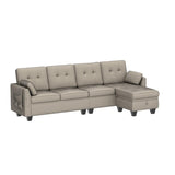 Velvet Convertible Sectional Sofa L Shaped Couch with Storage Ottoman Reversible