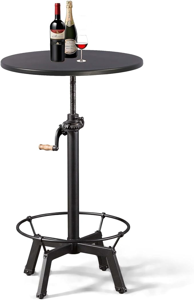 33.5-39.4 Inch Tall Industrial Bar Table-Adjustable Bar Height Bistro Whiskey Pub Table