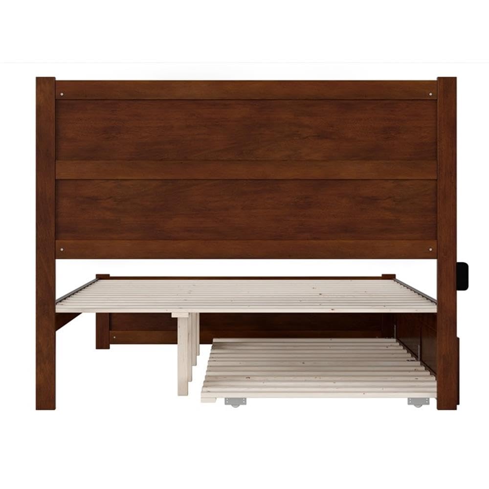Queen Bed with Footboard and Twin XL Trundle in Walnut