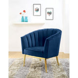 Colla Velvet Upholstery Accent Chair in Midnight Blue and Gold