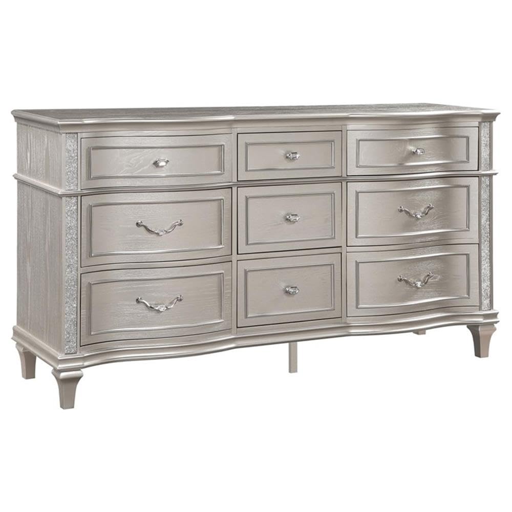 4-Piece Wood California King Bedroom Set Ivory and Silver Oak