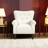 Upholstered Rolled Arm Wingback Accent Chair | Accent Chairs for Living Room & Bedroom | Decorative Home Furniture - Cream