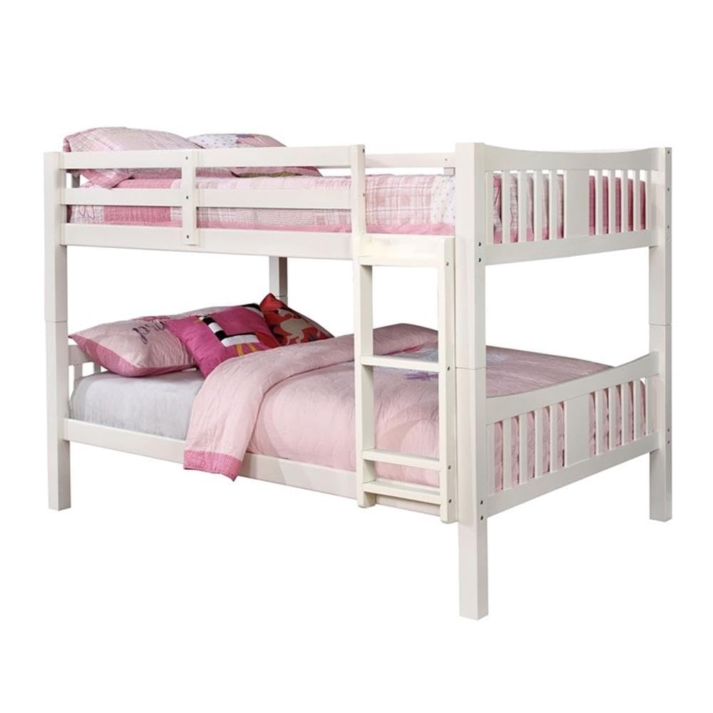 Transitional Bunk Bed, No Box Spring Needed, Twin/Twin, White