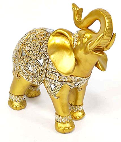 9"(H) Elephant Statue Figurines Home Decor Trunk Facing Upwards Lucky Figurine