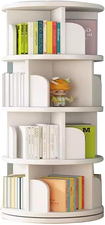 Rotating Bookshelf, 4 Tier Bookshelf Tower,Floor Standing Bookcase Storage Rack