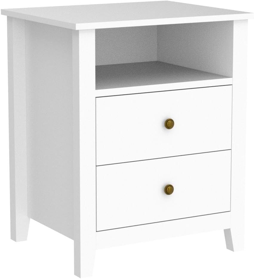 Modern Nightstands - Set of 2 White Night Stand for Bedroom, Bedside Table