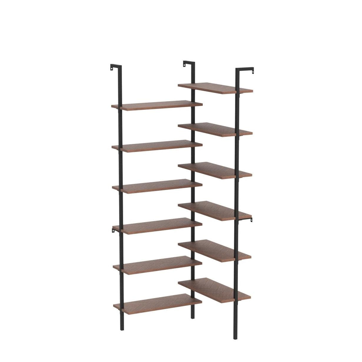 Corner Bookshelf,12-Tier L Shaped Bookshelf, Double Wide Corner Wall Mount Bookcase