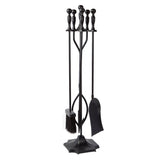 5 Pcs Fireplace Tools Sets Black Handle Wrought Iron Large Fire Tool Set