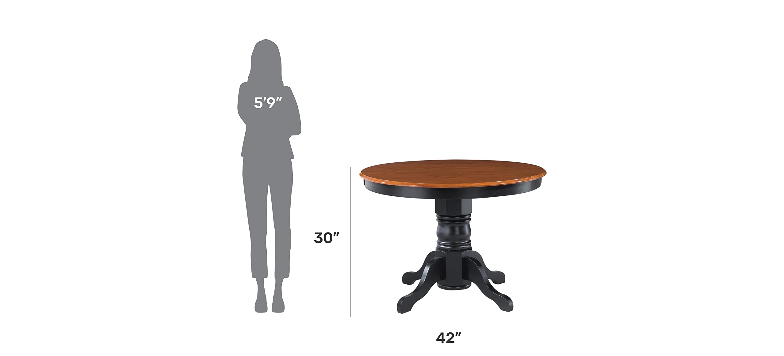 Black Oak 42-inch Round Pedestal Dining Table with Hardwood Solids Construction,