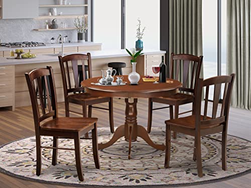 HLDL5-MAH-W 5 Piece Kitchen Table Set for 4 Includes a Round Dining