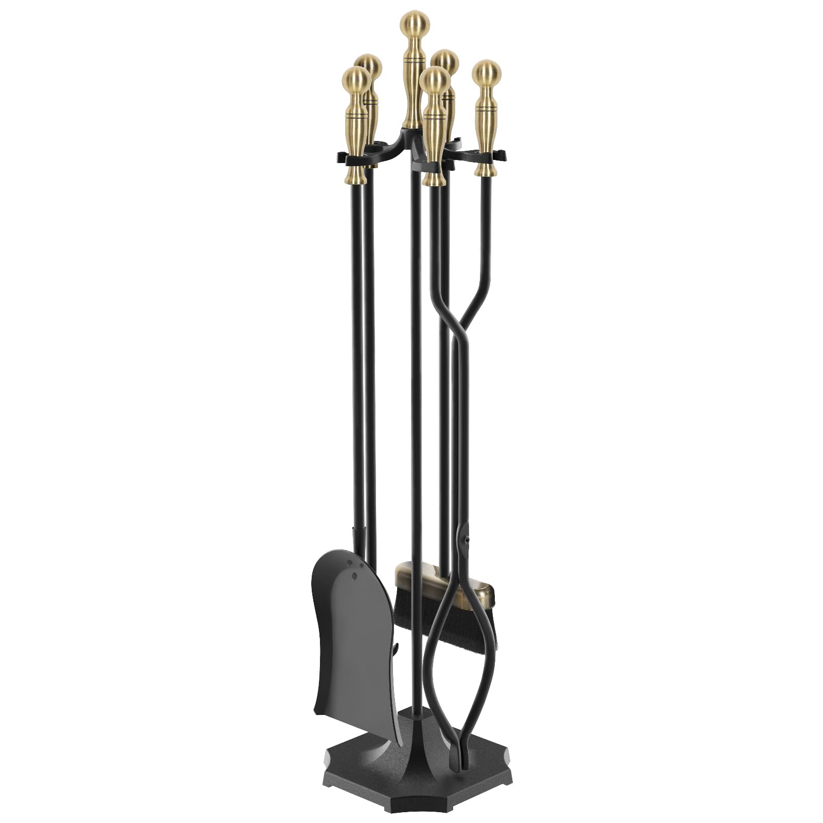 5 Pieces 31In Fireplace Tools Set, Wrought Iron Fireplace Tools with Ergonomic Handle