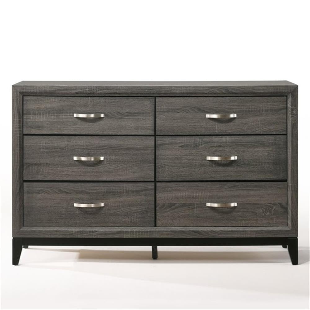 Valdemar Metal and Wood Bedroom Dresser in Weathered Gray