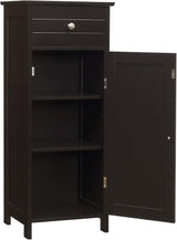 Floor Storage Cabinet, Bathroom Freestanding Side Storage Organizer, Single Door Floor Storage Cabinet w/Drawer & Adjustable Shelves,