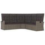 2 Piece Patio Lounge Set, Grey Poly Rattan with Cushions - Durable