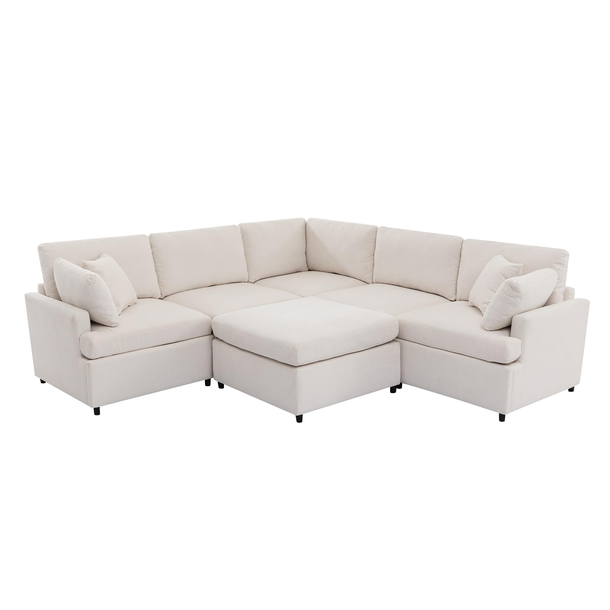 Large U-Shape Sectional Sofa Set, Modern Polyester Fabric