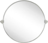 Round Pivot Bathroom Mirror - 24" Black Metal Framed Tilting Wall Mount
