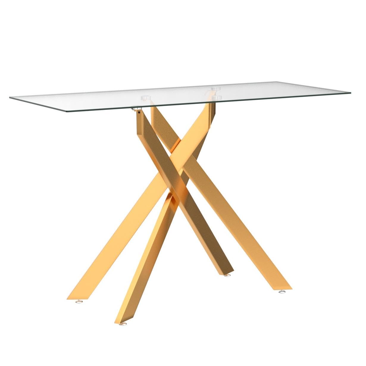 Modern Style Console Table Narrow Sofa Table with Tempered Glass Top