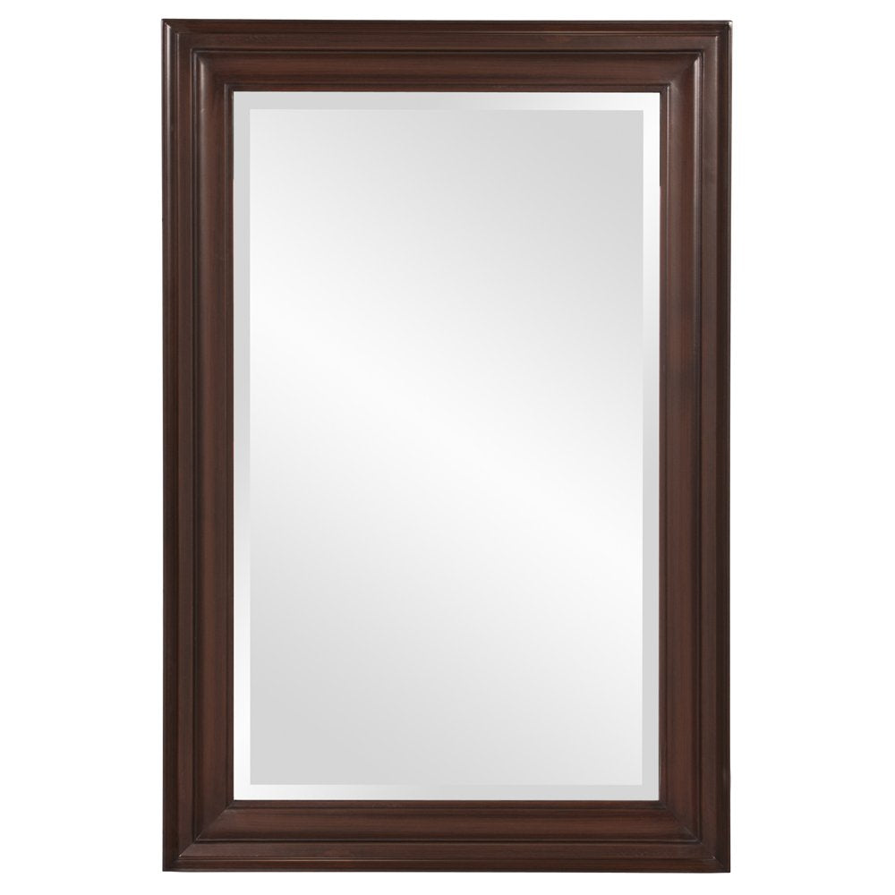 George Rectangular Chocolate Brown Wall Mirror, Rectangle Hanging Wood Framed Vanity