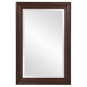 George Rectangular Chocolate Brown Wall Mirror, Rectangle Hanging Wood Framed Vanity