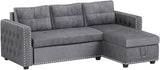 Sectional Sleeper Sofa with Pull Out Bed Storage, Queen Size 91 inches Sofa Bed