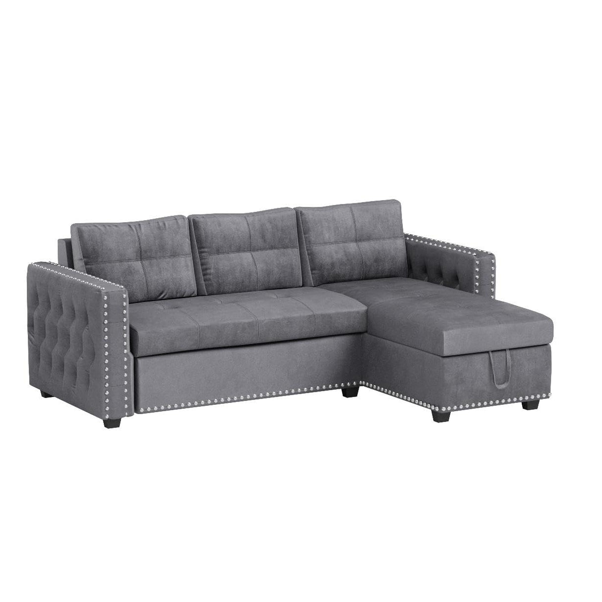 Sectional Sleeper Sofa with Pull Out Bed Storage, Queen Size 91 inches Sofa Bed