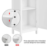 Bathroom Floor Cabinet, Wooden Tall Freestanding Cabinet with 3 Tier Shelves and Door Organizer,