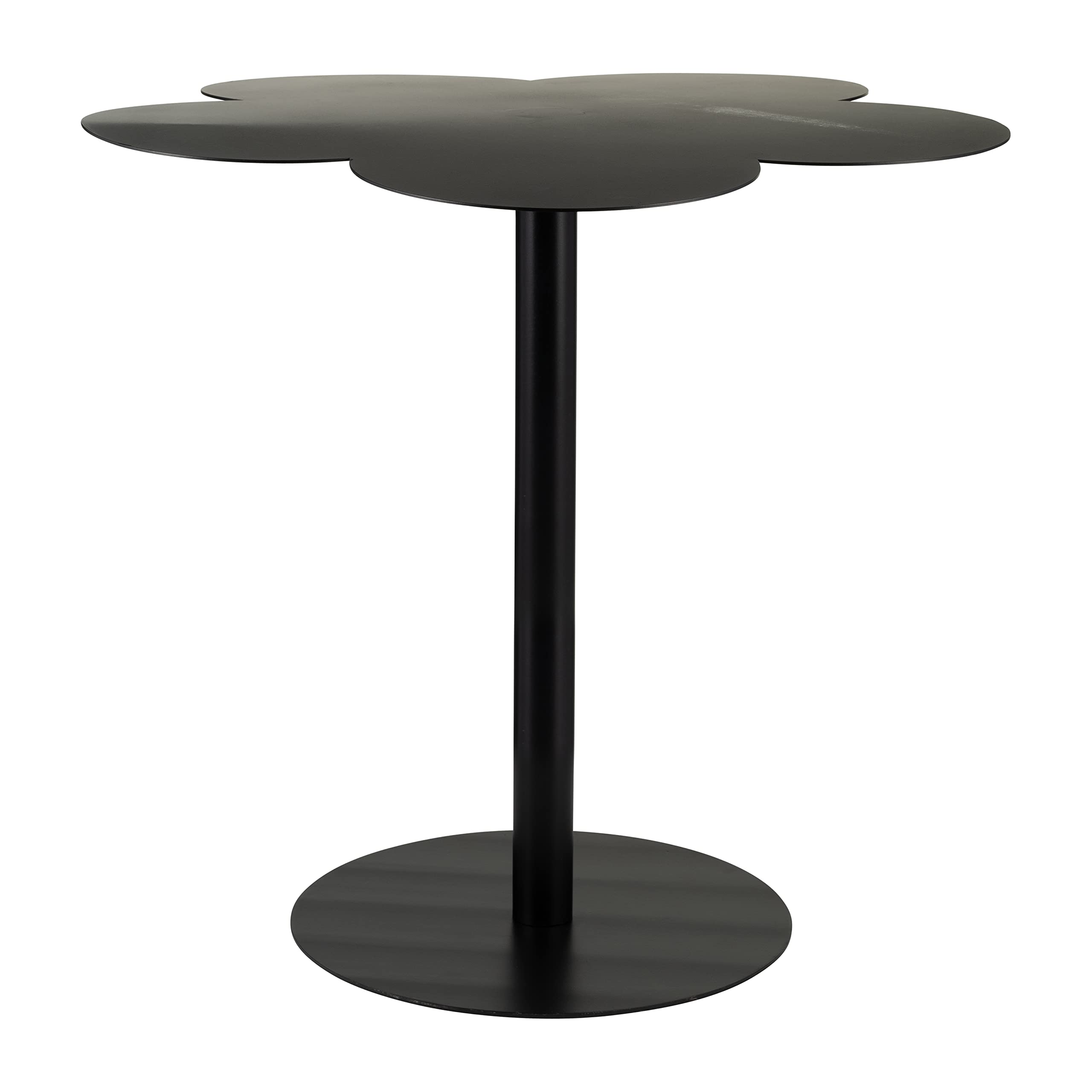 Metal 21" H Clover Shaped Top Side Table in Black Finish with Iron Construction