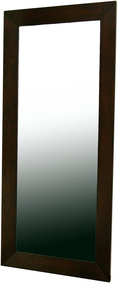 Doniea Dark Brown Wood Frame Modern Mirror, Rectangle