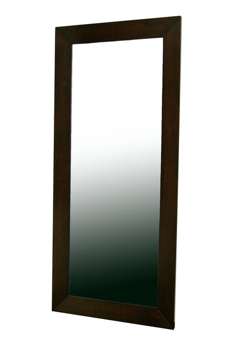 Doniea Dark Brown Wood Frame Modern Mirror, Rectangle