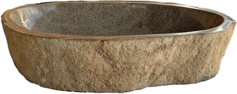 Natural River Stone Vessel Sink XXL – Handcrafted Bathroom Basin, Countertop Vanity