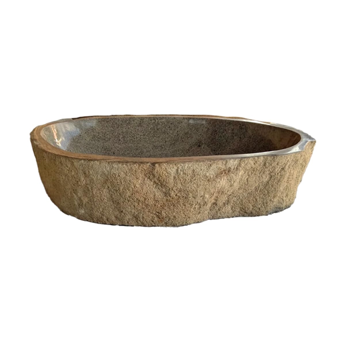Natural River Stone Vessel Sink XXL – Handcrafted Bathroom Basin, Countertop Vanity