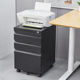 3 Drawer Mobile File Cabinet with Lock, Black Vertical File Cabinet
