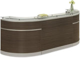 Modern Reception Desk with Counter Front Desk Retail Checkout Counter Office Lobby Salon Store Curved 110" W x 32" D Mahogany