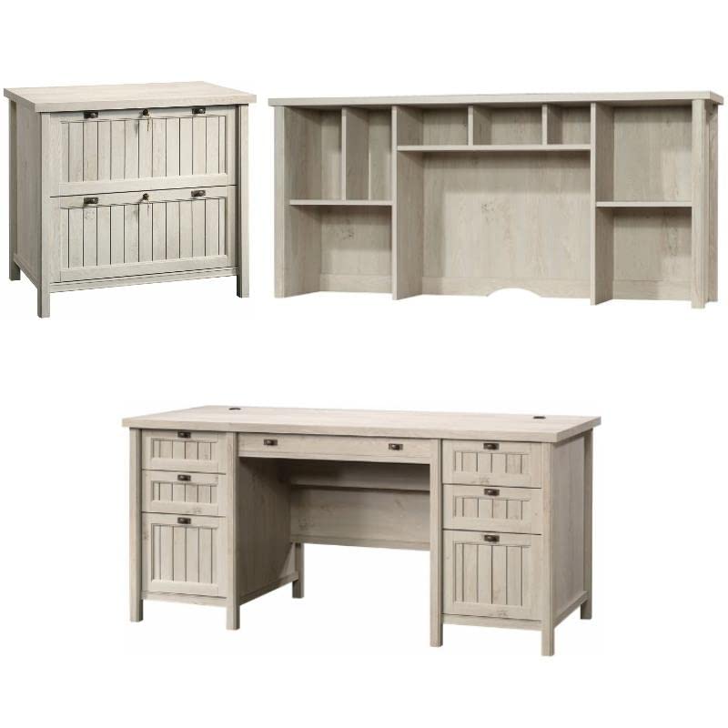 3-Piece Set with Executive Desk 59" Hutch & Lateral File Cabinet