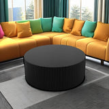 Black Round Coffee Table Modern Side Table End Table for Living Room, Wood Circle Drum Coffee Table Contemporary Living Room End Table Side Table, Matte Black (ø35.4'' x 13.7'')