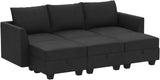 Modular Sofa Sectional Sleeper Couch with Ottoman Velvet 6 Seater Sofa with Storage